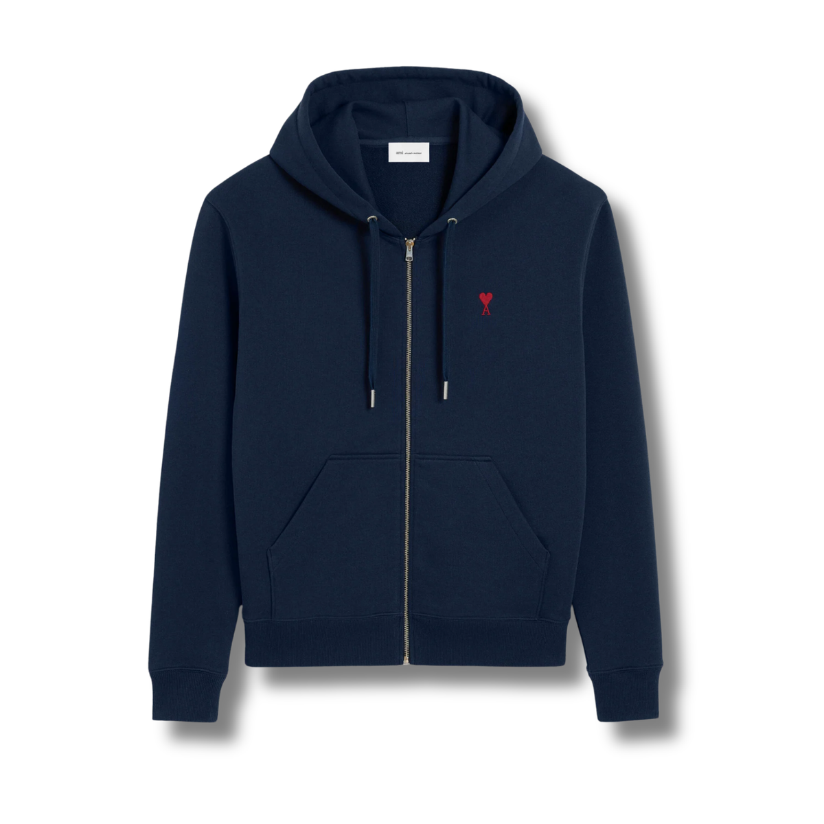 Ami Paris Zipper Hoodie Navy Blue in XS