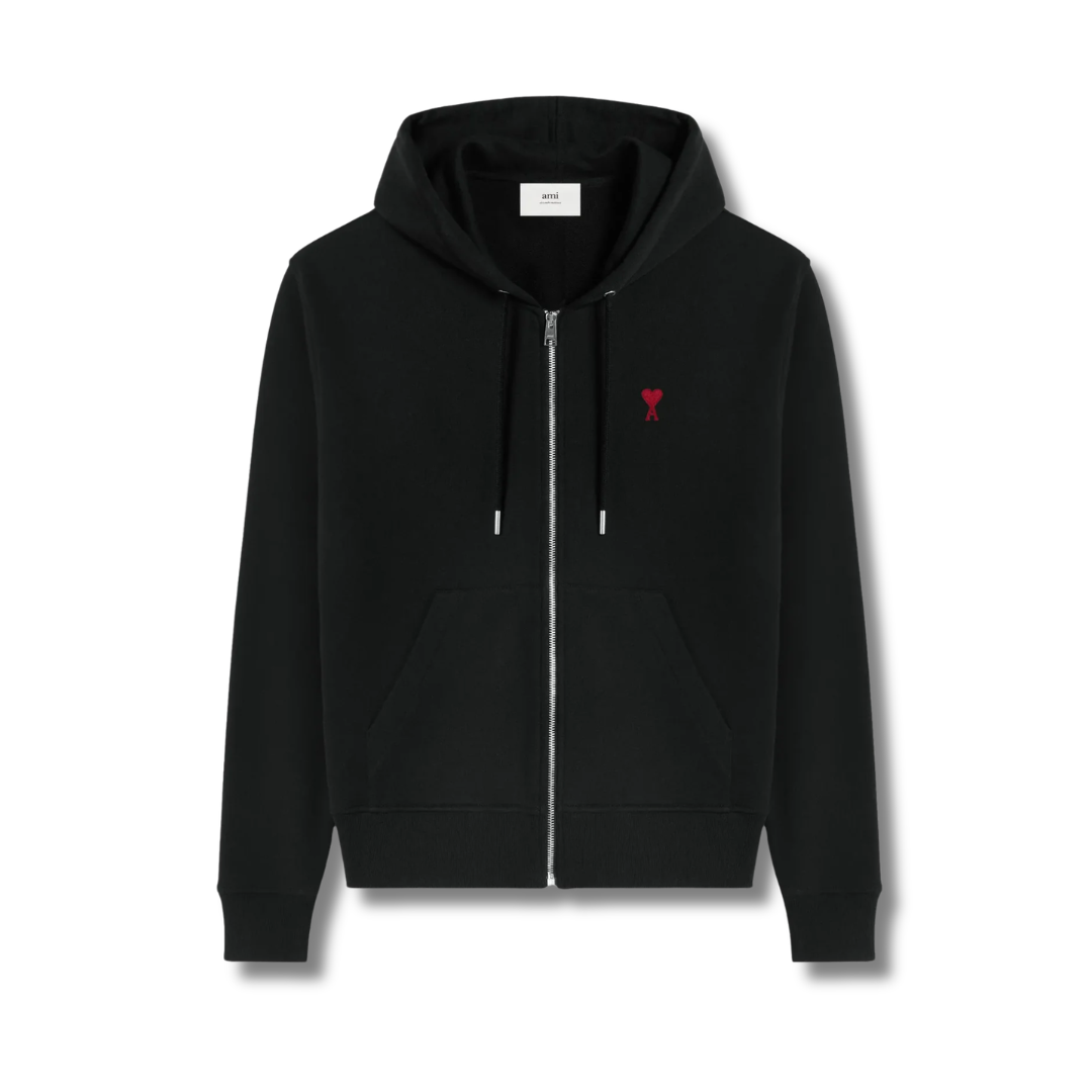 Ami Paris Zipper Hoodie Black