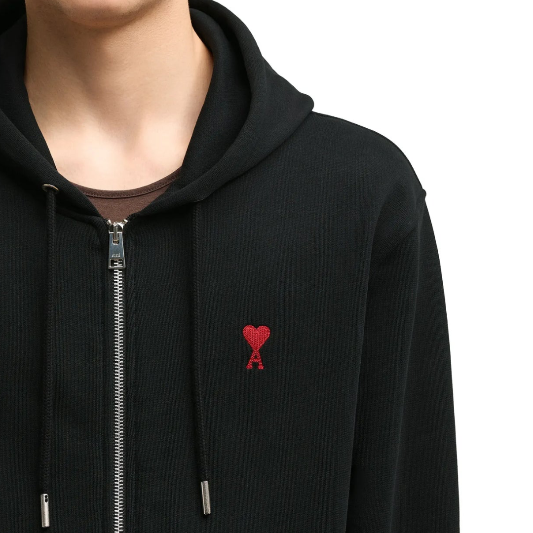 Ami Paris Zipper Hoodie Black