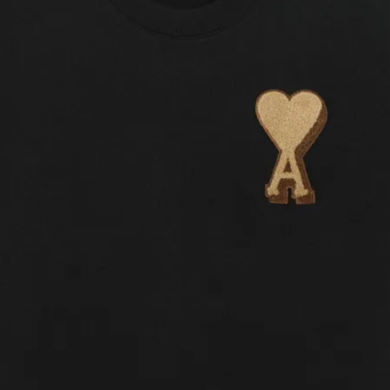 Ami Paris Black Big Brown Heart T-Shirt