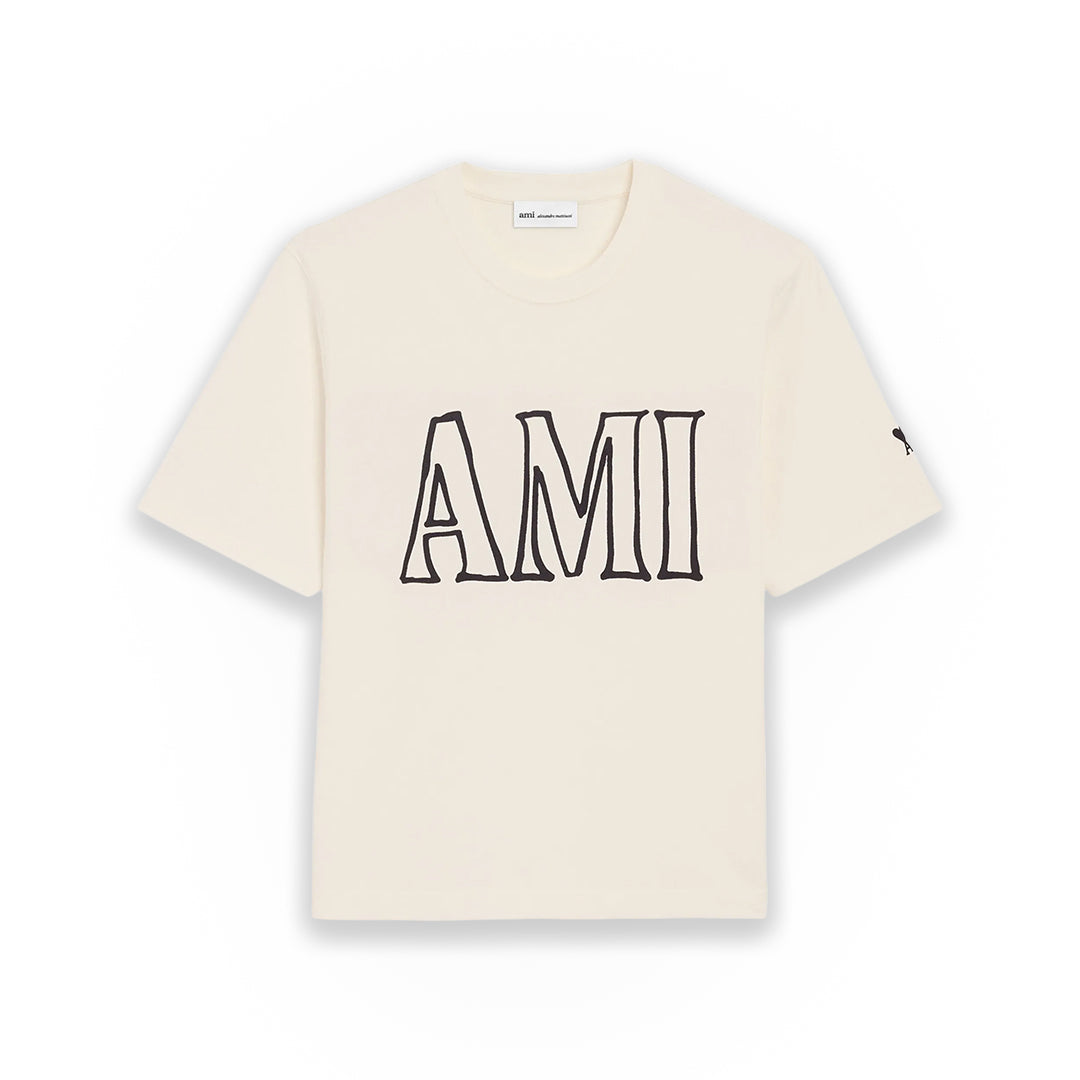 Ami Paris Logo T-Shirt White Cream