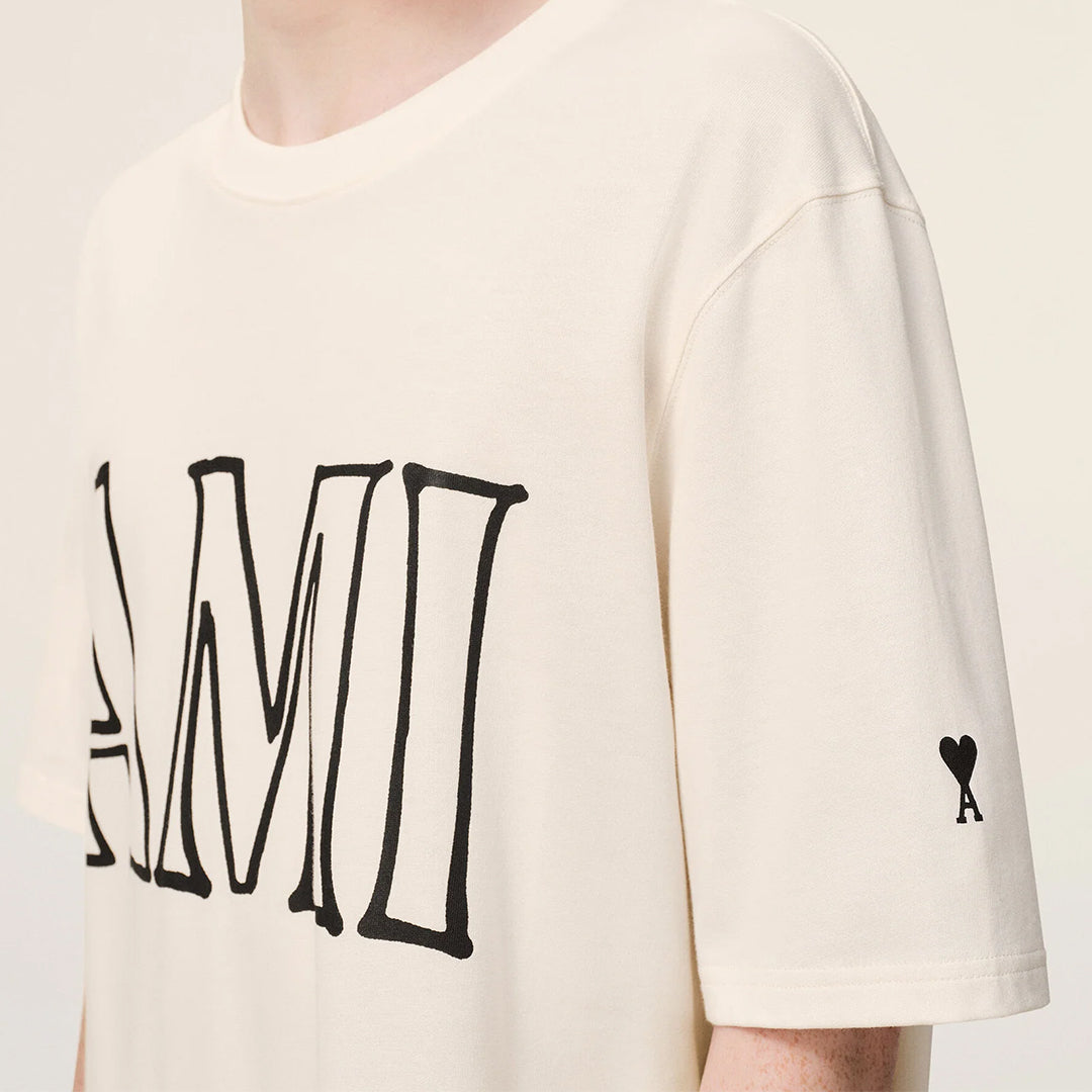 Ami Paris Logo T-Shirt White Cream
