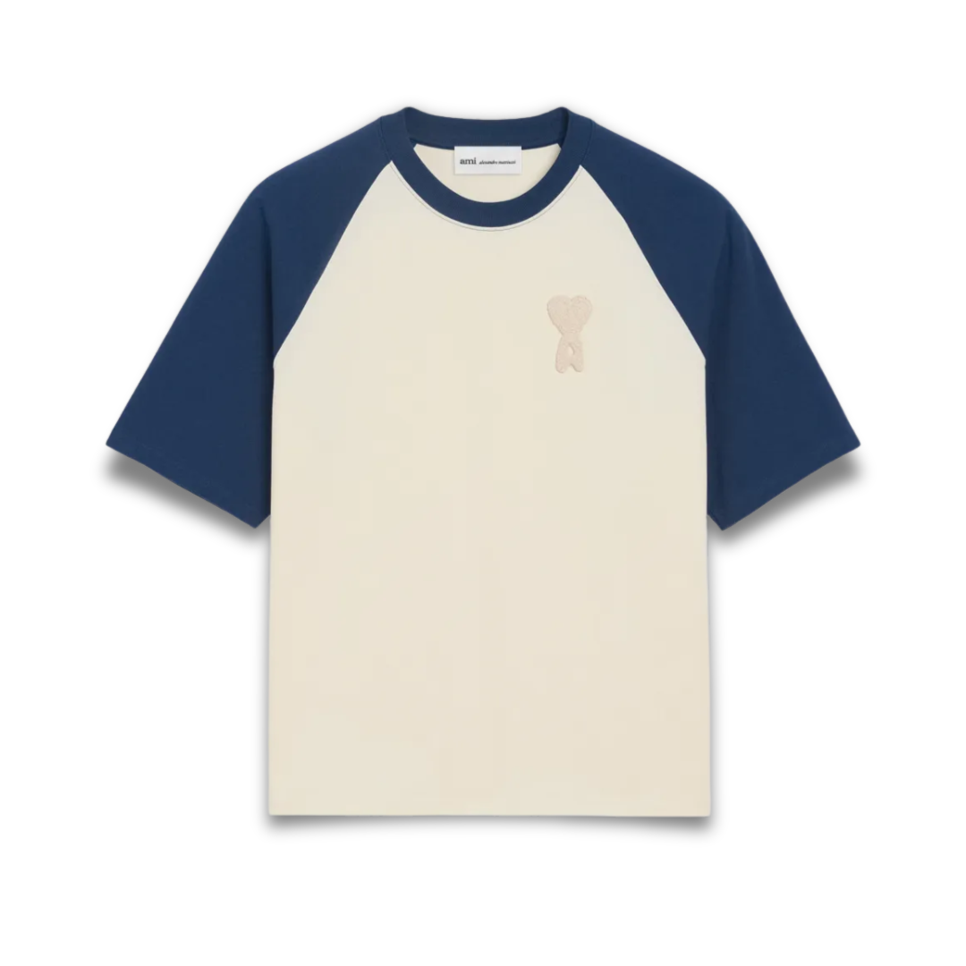 Ami Paris Big Heart Cream/Blue T-Shirt