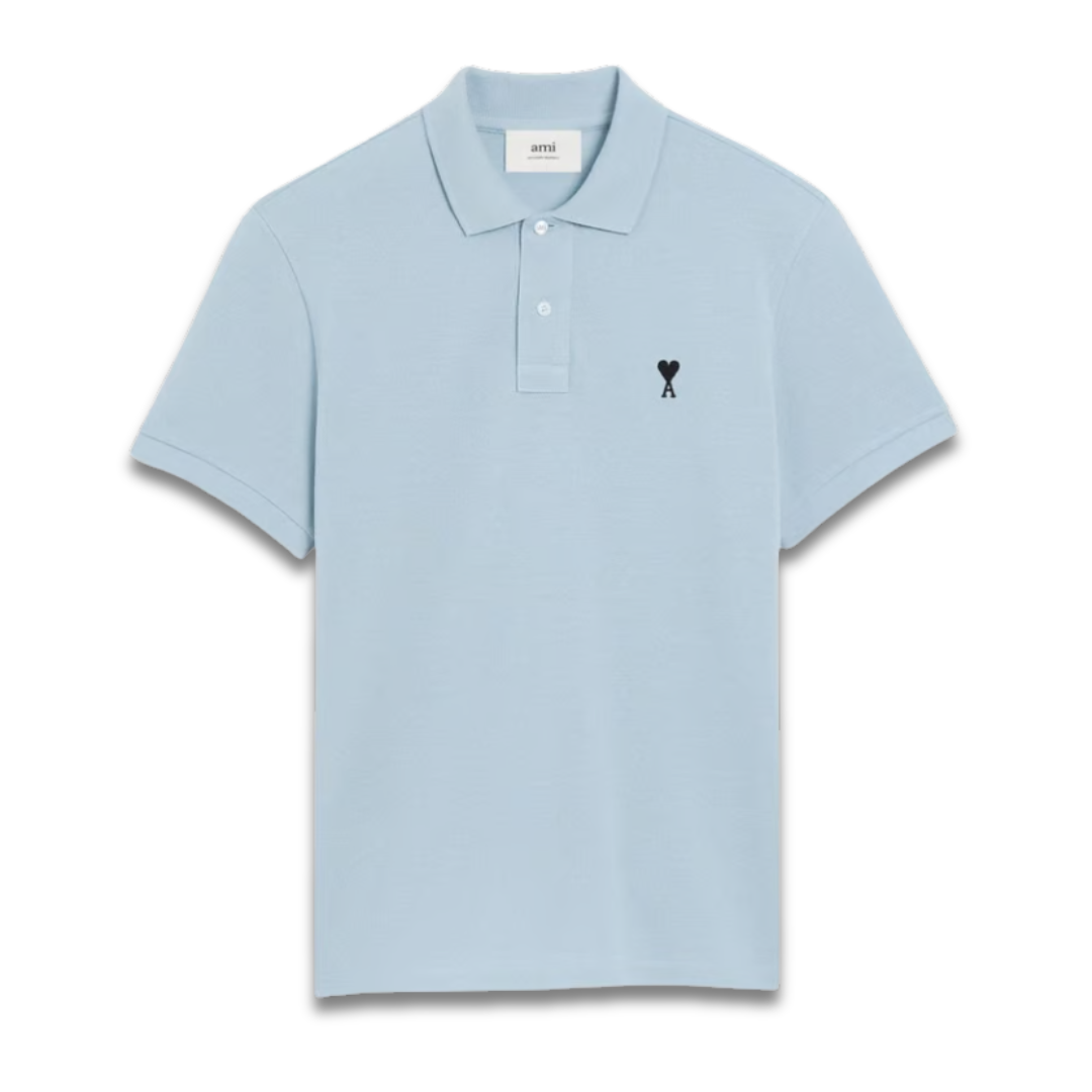 Ami Paris Cotton Poloshirt Blue Ciel