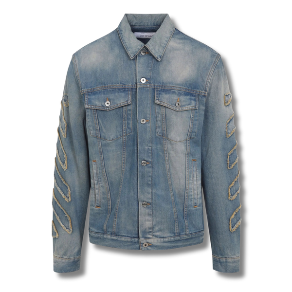 s*様 Off-White FW21 Denim Jacket Off-White Patched Denim Jacket