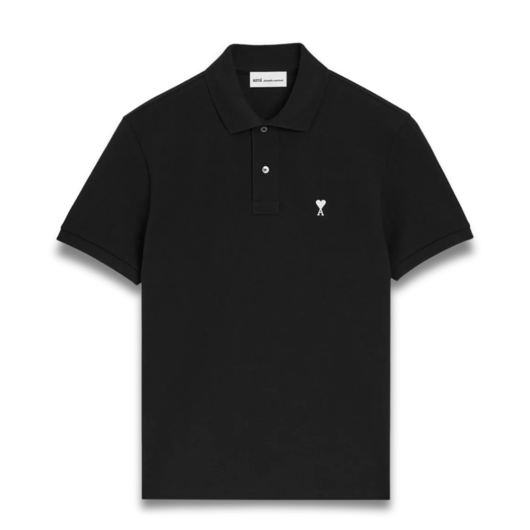 Ami Paris Cotton Poloshirt Black White Logo