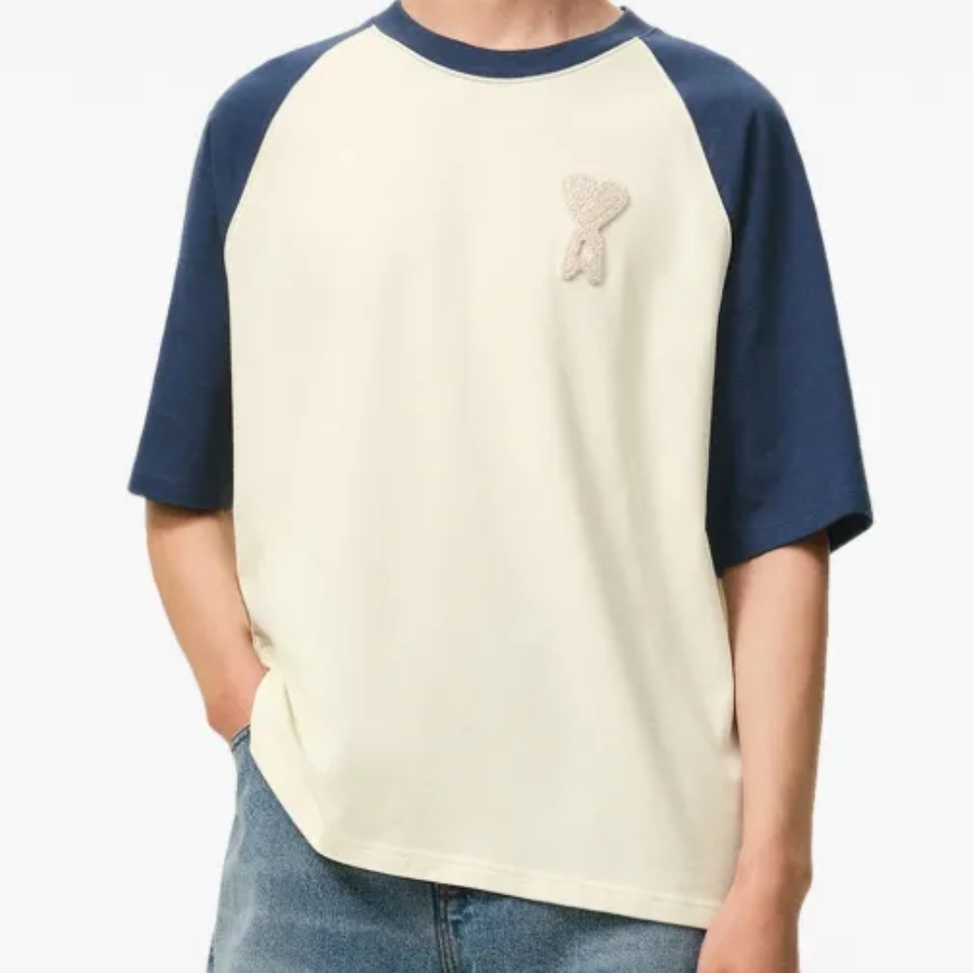 Ami Paris Big Heart Cream/Blue T-Shirt