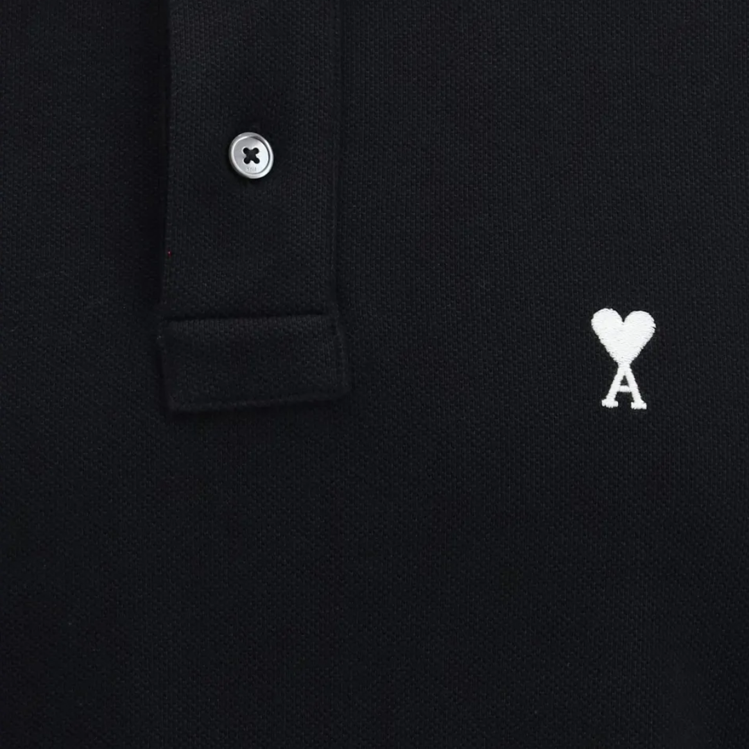 Ami Paris Cotton Poloshirt Black White Logo