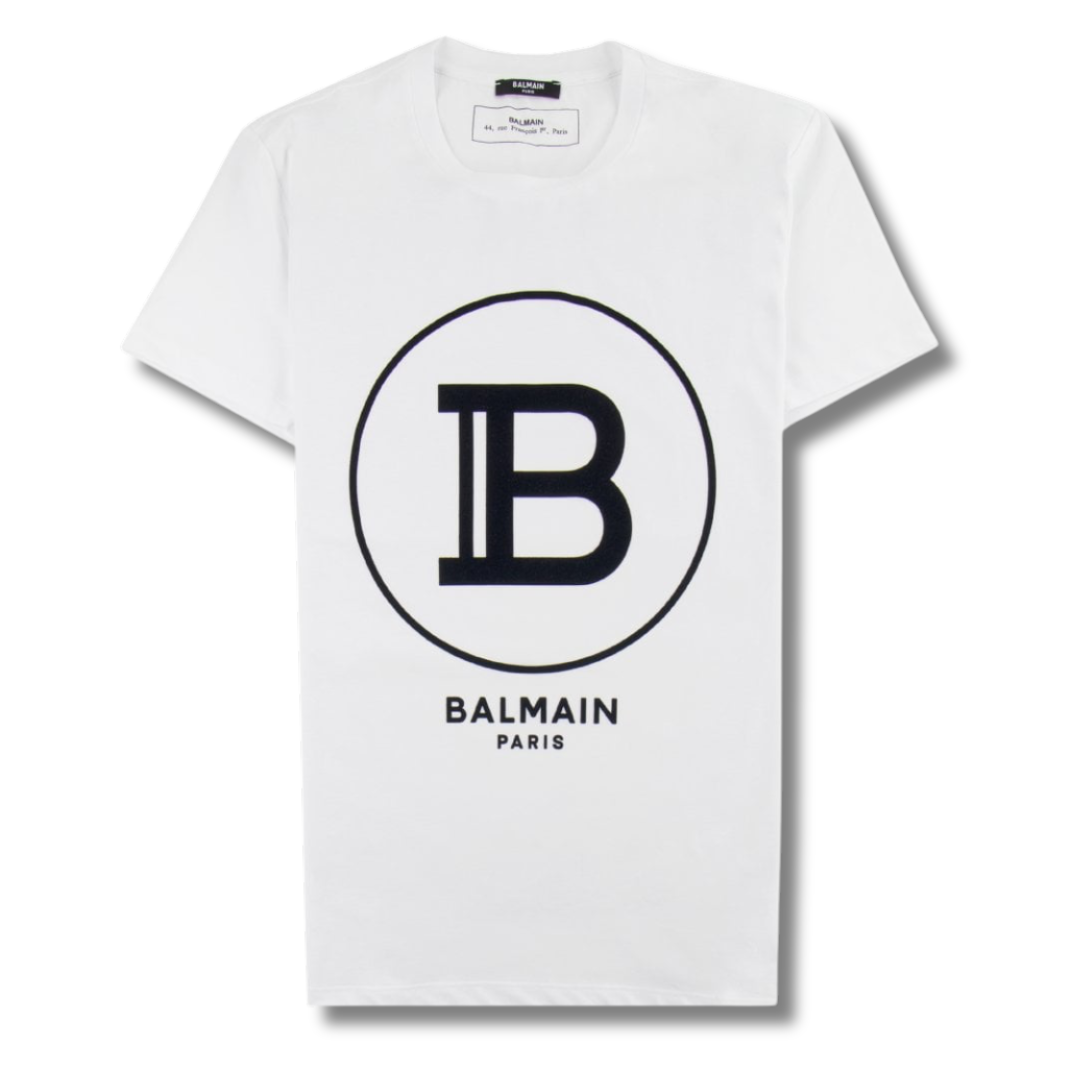 Balmain T-Shirt White Logo in M
