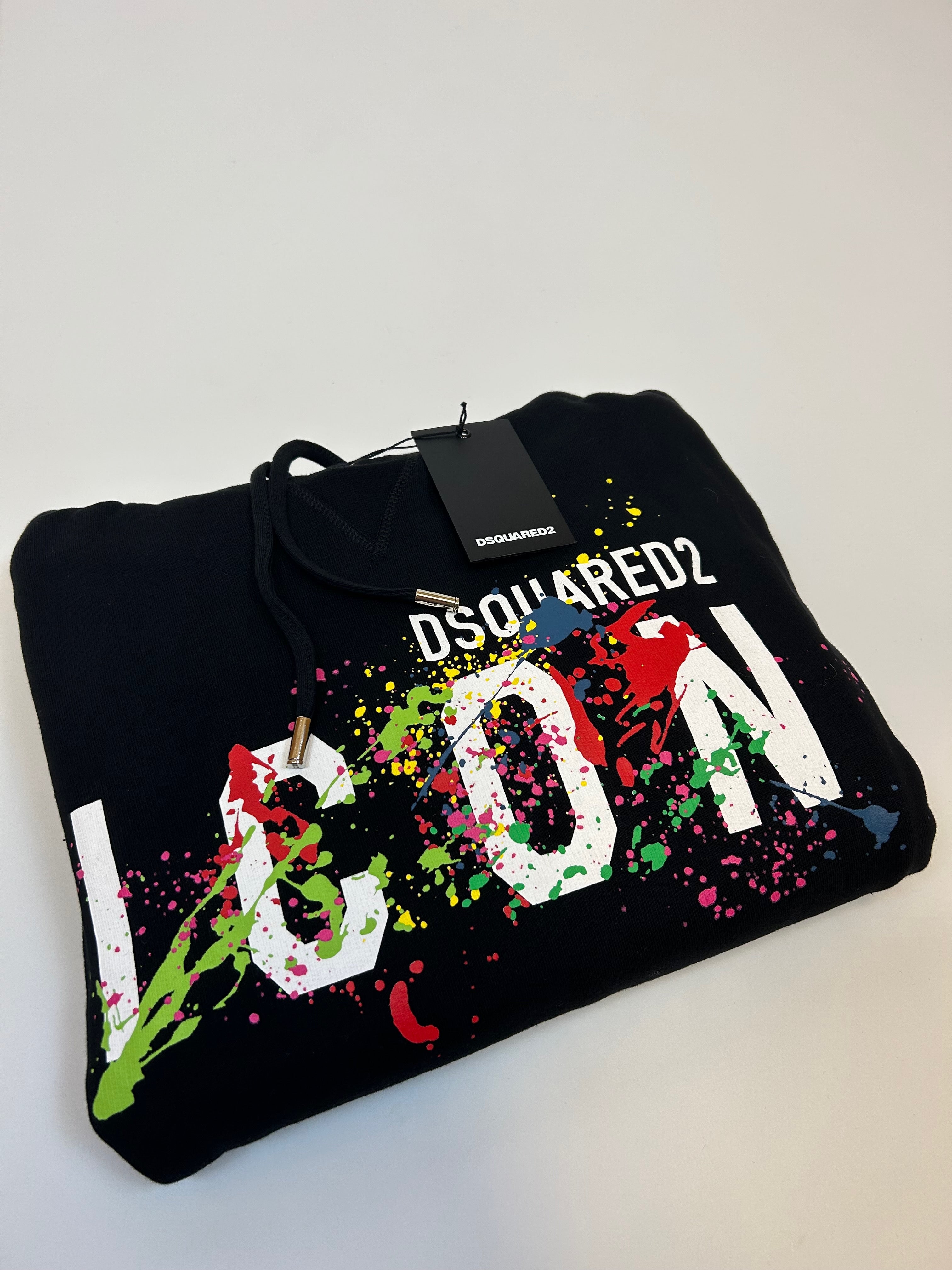 Dsquared2 Icon Hoodie Black Paint Print in S