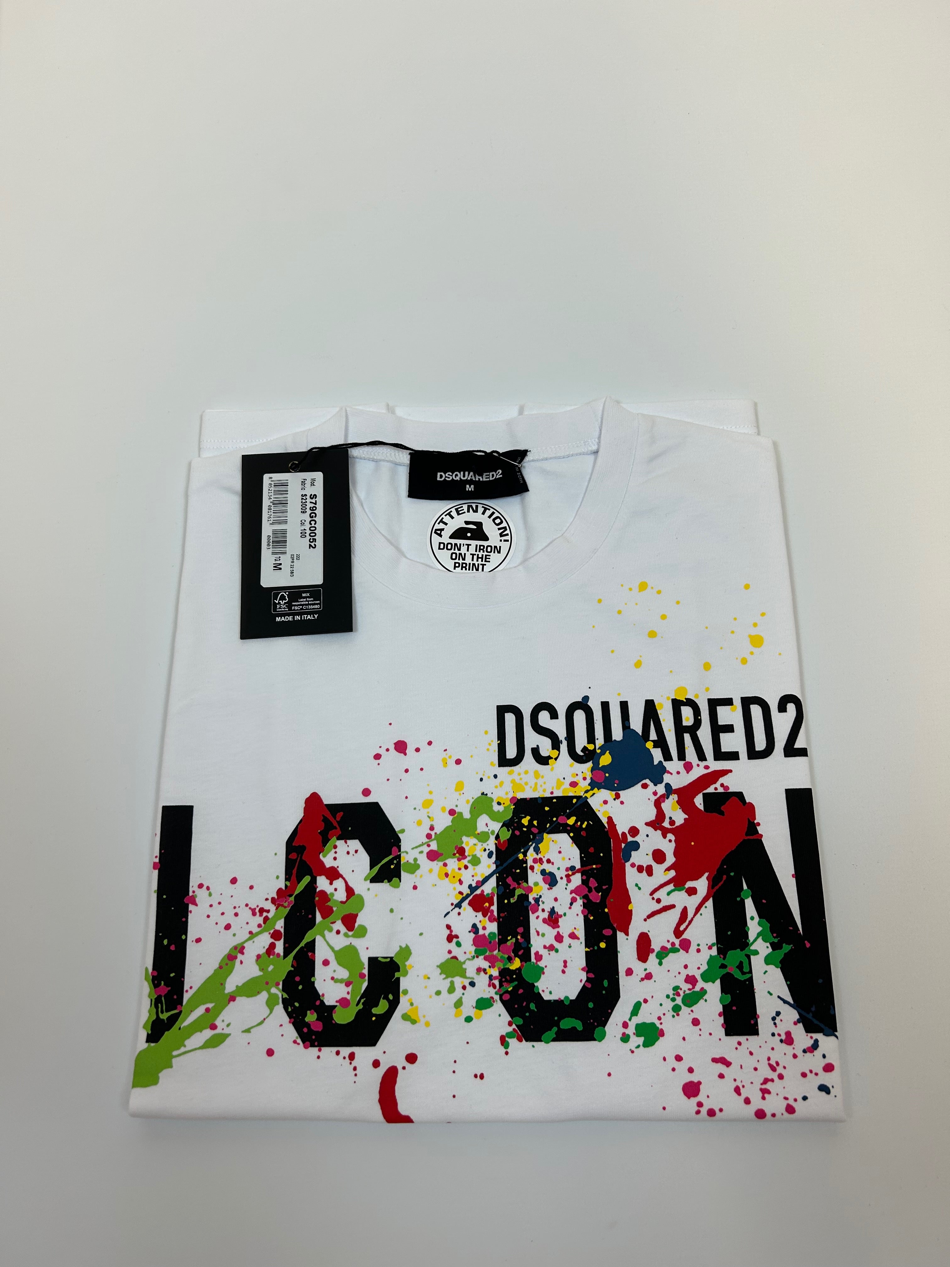 Dsquared2 T-Shirt White Paint Print in S