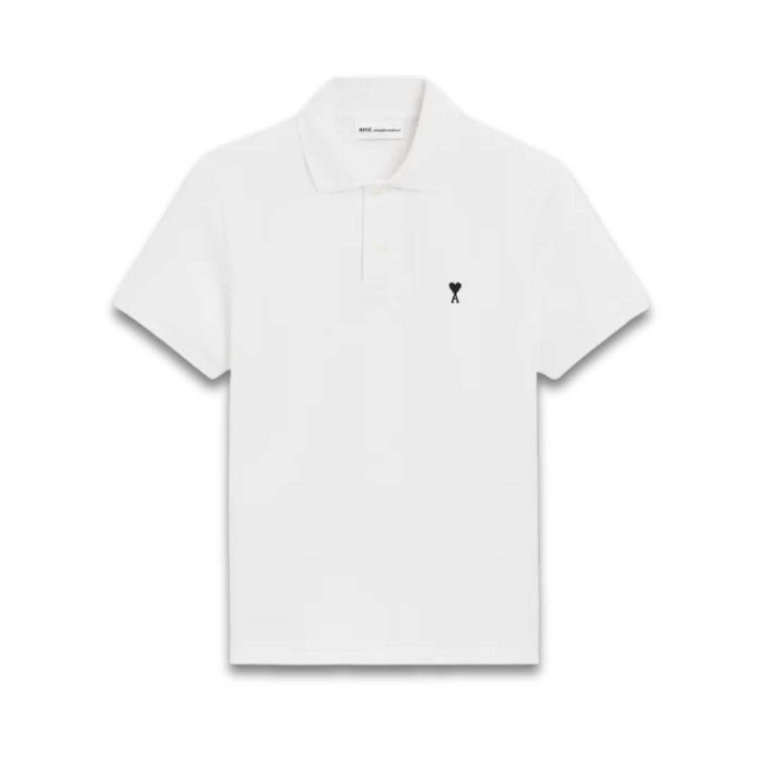 Ami Paris Cotton Poloshirt White Black Logo
