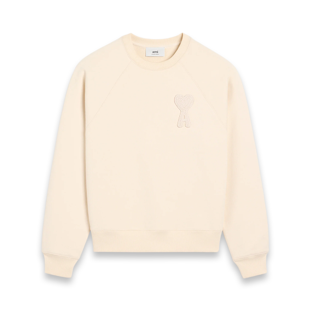 Ami Paris Big Beige Heart Knitted Logo Sweater Beige - Newbear