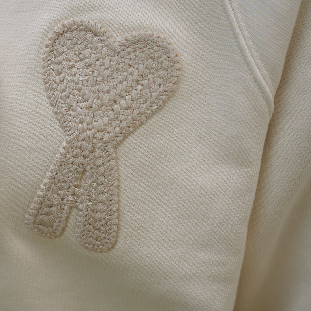 Ami Paris Big Beige Heart Knitted Logo Sweater Beige - Newbear