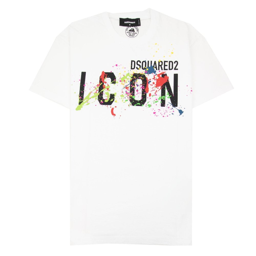 Dsquared2 T-Shirt White Paint Print in S