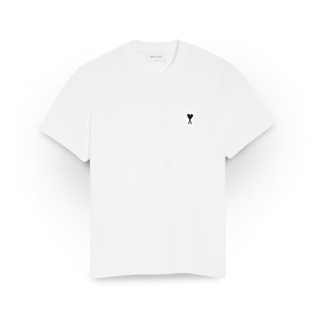 Ami Paris White Black T-Shirt Regular Fit